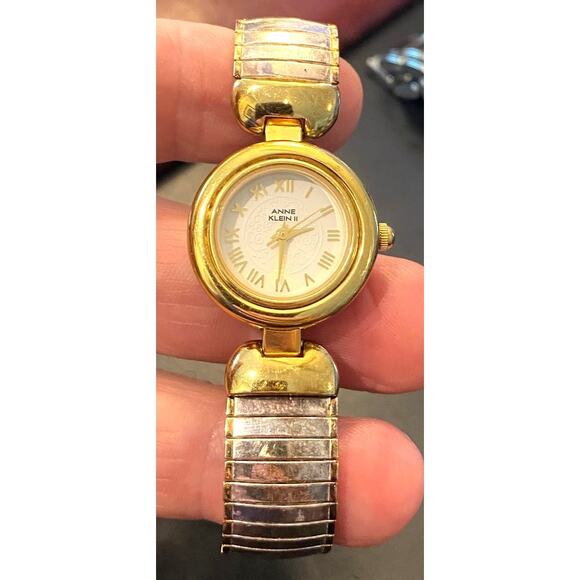 Women's 23mm Two Tone Anne Klein Watch, Expansion Band, Patterned Relief Face - Picture 1 of 3